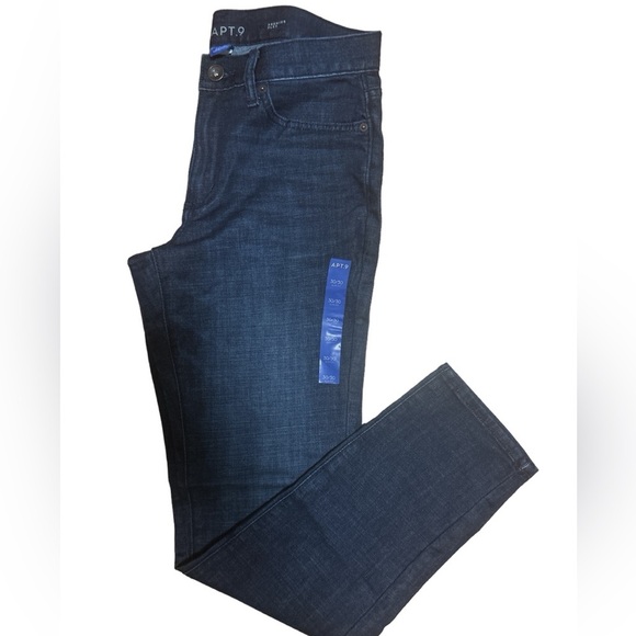 NWT Apt 9 Premier Flex Slim Fit Straight Men’s jeans Navy Rinse. size30/30 - Picture 2 of 8